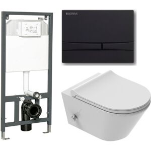 Domotechnika ZESTAW: Stelaż + czarny przycisk + Miska WC z funkcją bidetu, Tornado z baterią ciepła zimna /woda +deska duroplast slim soft close, biała Viba Azul Domotechnika ZESTAW: Stelaż + czarny przycisk + Miska WC z funkcją bidetu, Tornado z baterią ciepła zimna /woda +deska duroplast slim soft close, biała Viba Azul