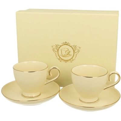 DUO 2 filiżanki espresso spodki ecru Victoria porcelana DUO 2 filiżanki espresso spodki ecru Victoria porcelana