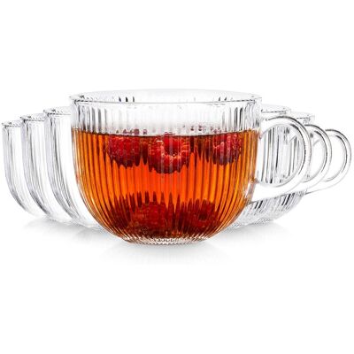 Artemis 6x Szklanki Ryflowane do Kawy Herbaty Napojów Zestaw Komplet Szklanek 470ml Artemis 6x Szklanki Ryflowane do Kawy Herbaty Napojów Zestaw Komplet Szklanek 470ml