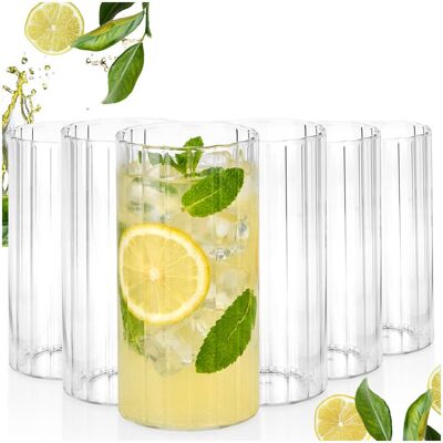 Artemis 6x Szklanki Ryflowane do Napojów Wody Drinków Zestaw Komplet Szklanek 360ml Artemis 6x Szklanki Ryflowane do Napojów Wody Drinków Zestaw Komplet Szklanek 360ml