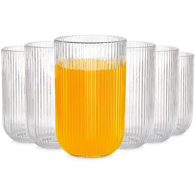 Artemis 6x Szklanki Ryflowane do Napojów Wody Drinków Zestaw Komplet Szklanek 400ml Artemis 6x Szklanki Ryflowane do Napojów Wody Drinków Zestaw Komplet Szklanek 400ml