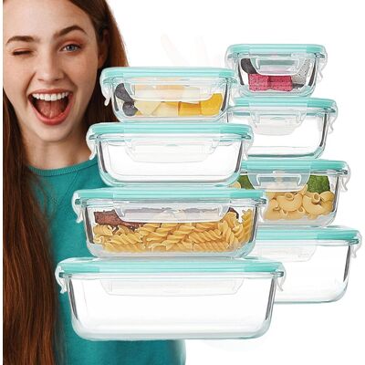 GALAXIA 8x Szklane Pojemniki Na Żywność Jedzenie Lunchbox Pojemnik 8szt Do Lodówki GALAXIA 8x Szklane Pojemniki Na Żywność Jedzenie Lunchbox Pojemnik 8szt Do Lodówki