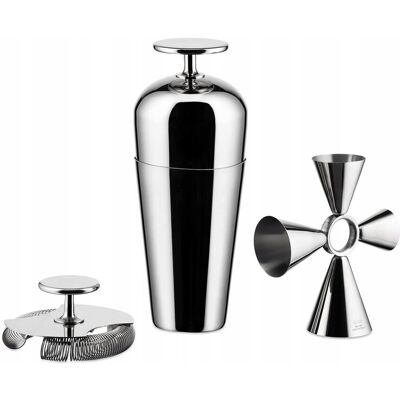 Inny producent ALESSI Zestaw Koktajlowy Stalowy Shaker Jigger Sitko Barowe Inny producent ALESSI Zestaw Koktajlowy Stalowy Shaker Jigger Sitko Barowe