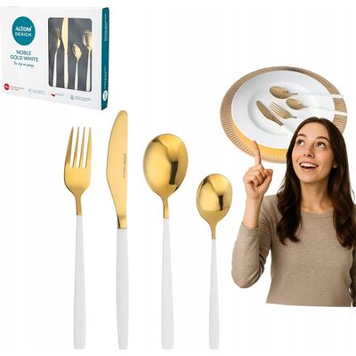 Altom - Noble Gold - Białe - 24 szt - Zestaw sztućców Altom - Noble Gold - Białe - 24 szt - Zestaw sztućców