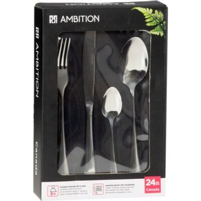 AMBITION ZESTAW SZTUĆCE CANADA SREBRNE 24set 6osób AMBITION ZESTAW SZTUĆCE CANADA SREBRNE 24set 6osób