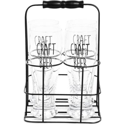 Beer Set Raya Z Metalowym Stojakiem, 4 Szt. 0,4 L Homla Beer Set Raya Z Metalowym Stojakiem, 4 Szt. 0,4 L Homla