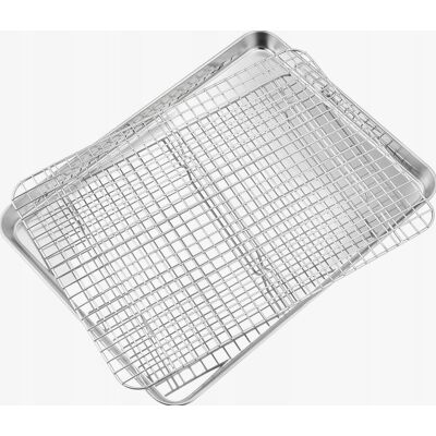 Inny producent Blacha Do Pieczenia 40x30cm Nierdzewna Taca Z Rusztem Chłodzącym Solidna Inny producent Blacha Do Pieczenia 40x30cm Nierdzewna Taca Z Rusztem Chłodzącym Solidna