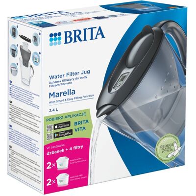 Brita Dzbanek z filtrem Marella MAXTRA PRO Pure Performance + 2 PLO PRO + 2 PLL, grafitowy Brita Dzbanek z filtrem Marella MAXTRA PRO Pure Performance + 2 PLO PRO + 2 PLL, grafitowy