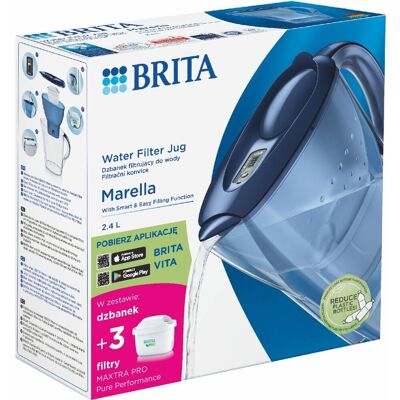 Brita Dzbanek Z Filtrem Marella Niebieski + 3 Maxtra Pro Pure Performance Brita Dzbanek Z Filtrem Marella Niebieski + 3 Maxtra Pro Pure Performance
