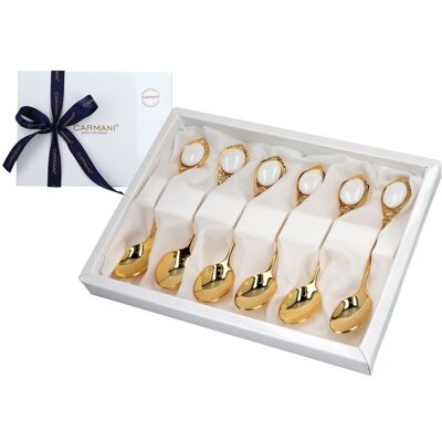 Carmani, Komplet 6 Łyżeczek, Białe Oczka Carmani, Komplet 6 Łyżeczek, Białe Oczka