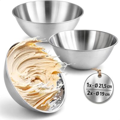Inny producent Com-Four® 3-Czesciowy Zestaw Misek Ze Stali Nierdzewnej – Sztaplowane Miski Do Salatek 1200 Ml I 1900 Ml – Do Pieczenia, Serwowania I Przekasek Inny producent Com-Four® 3-Czesciowy Zestaw Misek Ze Stali Nierdzewnej – Sztaplowane Miski Do Salatek 1200 Ml I 1900 Ml – Do Pieczenia, Serwowania I Przekasek