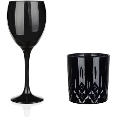 GLASMARK Czarne Kieliszki Do Wina I Szklanki Do Drinków Zestaw 12 Szt GLASMARK Czarne Kieliszki Do Wina I Szklanki Do Drinków Zestaw 12 Szt