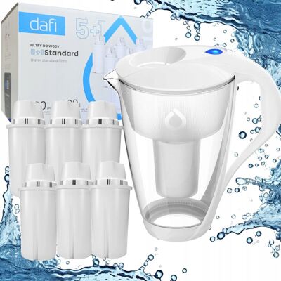 Dafi Crystal Led Szklany Biały Dzbanek Filtrujący + 6 Filtrów Classic Dafi Crystal Led Szklany Biały Dzbanek Filtrujący + 6 Filtrów Classic
