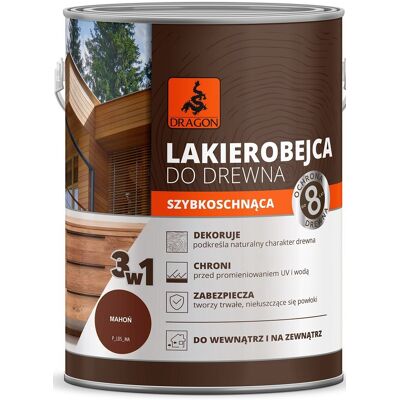 Dragon - Lakierobejca Do Drewna Szybkoschnąca Dlds02_Ma Mahoń 2,5L. Dragon - Lakierobejca Do Drewna Szybkoschnąca Dlds02_Ma Mahoń 2,5L.