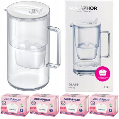Dzbanek Filtrujący Szklany Aquaphor Glass, Biały + 4 Filtry Maxfor+ Mg Dzbanek Filtrujący Szklany Aquaphor Glass, Biały + 4 Filtry Maxfor+ Mg