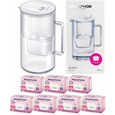 Dzbanek filtrujący szklany Aquaphor Glass, biały + 7 filtrów Maxfor+ Mg Dzbanek filtrujący szklany Aquaphor Glass, biały + 7 filtrów Maxfor+ Mg