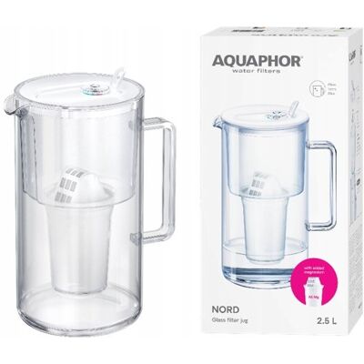 Dzbanek filtrujący szklany Aquaphor Nord 2,5l z wkładem A5 Mg (350l), biały Dzbanek filtrujący szklany Aquaphor Nord 2,5l z wkładem A5 Mg (350l), biały