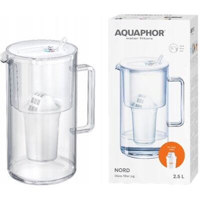 Dzbanek Filtrujący Szklany Aquaphor Nord 2,5l Z Wkładem A5h (350l), Biały Dzbanek Filtrujący Szklany Aquaphor Nord 2,5l Z Wkładem A5h (350l), Biały