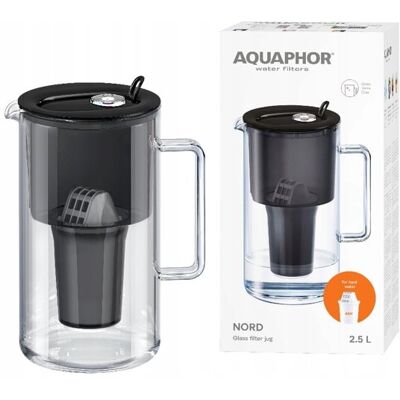 Dzbanek Filtrujący Szklany Aquaphor Nord 2,5l Z Wkładem A5h (350l), Czarny Dzbanek Filtrujący Szklany Aquaphor Nord 2,5l Z Wkładem A5h (350l), Czarny