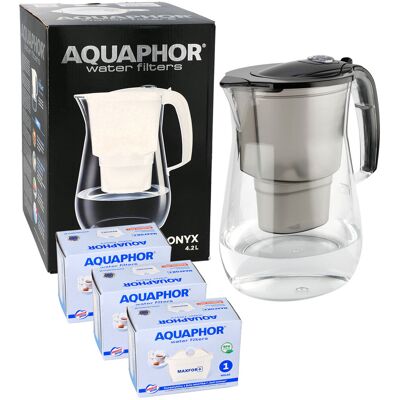Dzbanek filtrujący wodę Aquaphor Onyx 4.2L CZARNY TRITAN + 3x Filtry Wkłady Dzbanek filtrujący wodę Aquaphor Onyx 4.2L CZARNY TRITAN + 3x Filtry Wkłady