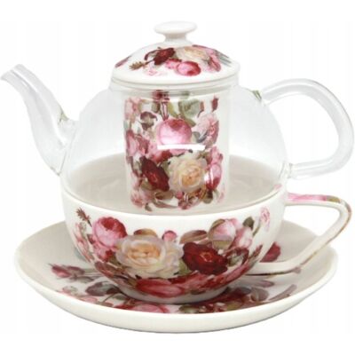 Queen Isabell Elegancki Komplet Filiżanka+dzbanuszek Z Zaparzaczem Tea For One - Róża Queen Isabell Elegancki Komplet Filiżanka+dzbanuszek Z Zaparzaczem Tea For One - Róża