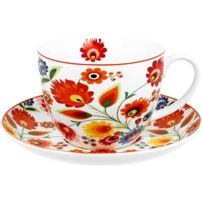 Filiżanka do kawy i herbaty porcelanowa ze spodkiem DUO ŁOWICZ 470 ml Filiżanka do kawy i herbaty porcelanowa ze spodkiem DUO ŁOWICZ 470 ml