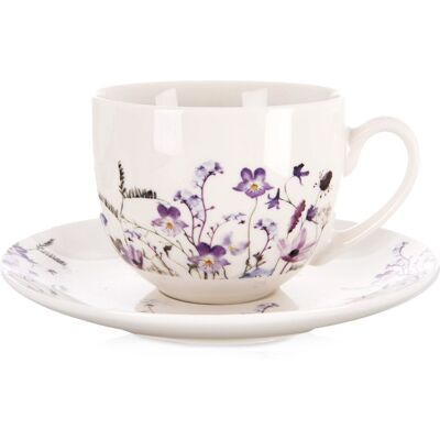 Artemis Filiżanka Kwiaty ze Spodkiem Porcelanowa do Picia Kawy Herbaty 260 ml Artemis Filiżanka Kwiaty ze Spodkiem Porcelanowa do Picia Kawy Herbaty 260 ml