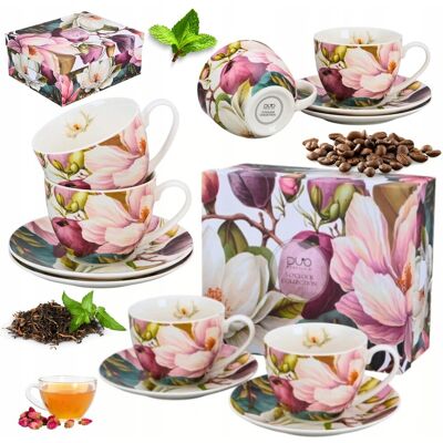 DUO FILIŻANKA + SPODEK 270 ml 2 szt ELEGANCKI ZESTAW PREZENTOWY PORCELANA DUO FILIŻANKA + SPODEK 270 ml 2 szt ELEGANCKI ZESTAW PREZENTOWY PORCELANA