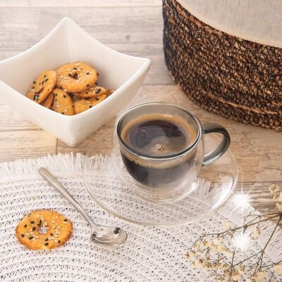 Artemis Filiżanka Termiczna z Podwójną Ścianką do Kawy Espresso Filiżanki 90 ml Artemis Filiżanka Termiczna z Podwójną Ścianką do Kawy Espresso Filiżanki 90 ml