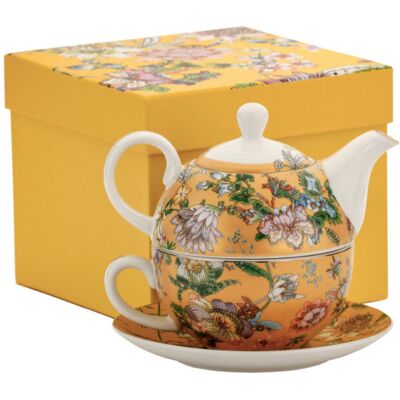 Marco Polo Filiżanka Z Imbryczkiem Tea For One Kwiaty Złoty Marco Polo Filiżanka Z Imbryczkiem Tea For One Kwiaty Złoty