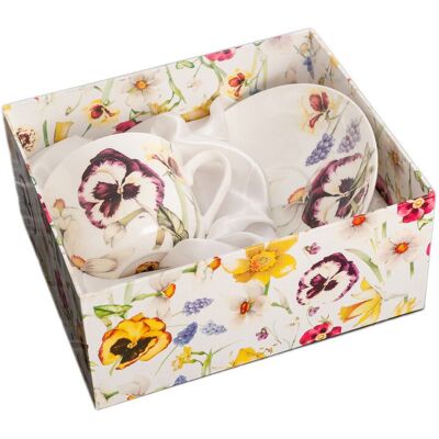 Marco Polo Filiżanka Z Porcelany Kostnej Jumbo Bratki Marco Polo Filiżanka Z Porcelany Kostnej Jumbo Bratki