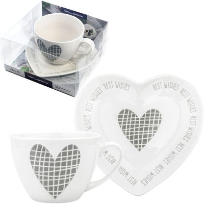 Filiżanka ze spodkiem Florina Hearts 460 ml duża prezentowa z sercami Filiżanka ze spodkiem Florina Hearts 460 ml duża prezentowa z sercami