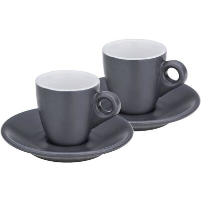 Kela Filiżanki Do Espresso Ze Spodkami, 2 Szt., Ceramika, 0,05 L, Śred. 12 X 6,5 Cm, Szare Kela Filiżanki Do Espresso Ze Spodkami, 2 Szt., Ceramika, 0,05 L, Śred. 12 X 6,5 Cm, Szare