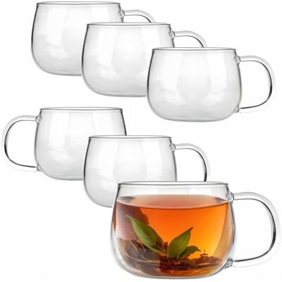 Altom Design Filiżanki szklane Kubki szklanki do kawy herbaty Bianca 420 ml Zestaw 6 szt Altom Design Filiżanki szklane Kubki szklanki do kawy herbaty Bianca 420 ml Zestaw 6 szt