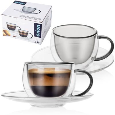 Orion Filiżanki termiczne ze spodkiem z podwójną ścianką do kawy espresso DOUBLE 90 ml 2 szt. Orion Filiżanki termiczne ze spodkiem z podwójną ścianką do kawy espresso DOUBLE 90 ml 2 szt.