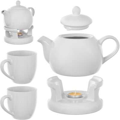KADAX Dzbanek Do Herbaty Z Podgrzewaczem Imbryk 1L Ceramiczny Prezent + 2 Kubki KADAX Dzbanek Do Herbaty Z Podgrzewaczem Imbryk 1L Ceramiczny Prezent + 2 Kubki