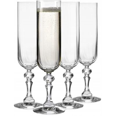 Kieliszki do Szampana Paris Krosno 4 szt 220 ml Eleganckie na Tłoczonej Nodze Kieliszki do Szampana Paris Krosno 4 szt 220 ml Eleganckie na Tłoczonej Nodze