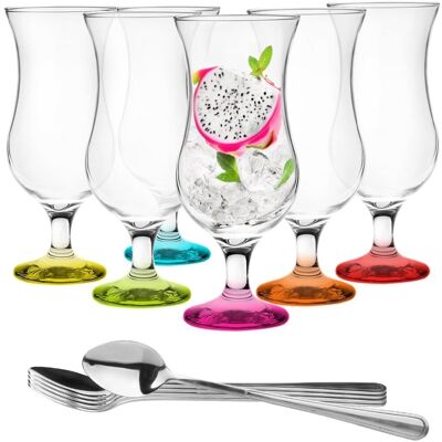 Kieliszki Koktajlowe +łyżeczki Glasmark Zestaw 4szt Kolorowe Dno 420ml Kieliszki Koktajlowe +łyżeczki Glasmark Zestaw 4szt Kolorowe Dno 420ml
