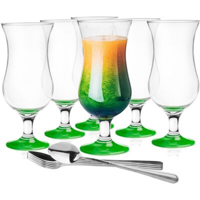 Kieliszki Koktajlowe +łyżeczki Glasmark Zestaw 6szt Drink Dno Zielone 420ml Kieliszki Koktajlowe +łyżeczki Glasmark Zestaw 6szt Drink Dno Zielone 420ml