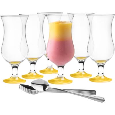 Kieliszki Koktajlowe + Łyżeczki Glasmark Zestaw 6Szt Drink Dno Żółte 420Ml Kieliszki Koktajlowe + Łyżeczki Glasmark Zestaw 6Szt Drink Dno Żółte 420Ml