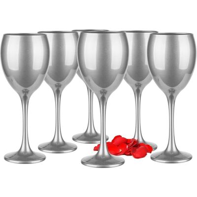 Kieliszki Srebrne Glasmark Zestaw 6Szt Stylowe Na Wino Czerwone Białe 300Ml Kieliszki Srebrne Glasmark Zestaw 6Szt Stylowe Na Wino Czerwone Białe 300Ml