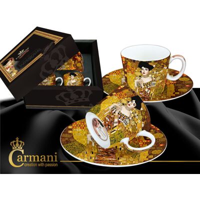 Komplet 2 filiżanek ze spodkiem espresso Carmani - Gustav Klimt Adele Bloch - Bauer 33.532-0305 Komplet 2 filiżanek ze spodkiem espresso Carmani - Gustav Klimt Adele Bloch - Bauer 33.532-0305
