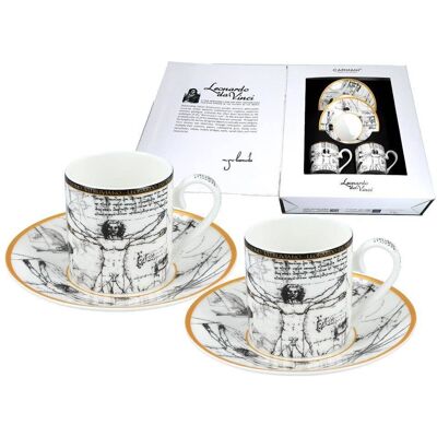 Kpl. 2 filiżanek espresso - L. Da Vinci, Człowiek Witruwiański (CARMANI) Kpl. 2 filiżanek espresso - L. Da Vinci, Człowiek Witruwiański (CARMANI)