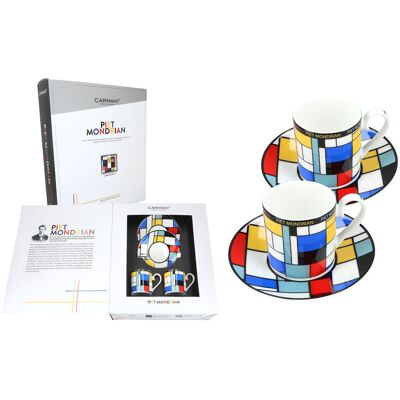 Kpl. 2 filiżanek espresso - P. Mondrian, Composition A (CARMANI) Kpl. 2 filiżanek espresso - P. Mondrian, Composition A (CARMANI)