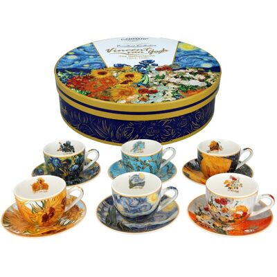 Kpl. 6 Filiżanek Espresso W Okrągłym Pudełku - V. Van Gogh (Carmani) Kpl. 6 Filiżanek Espresso W Okrągłym Pudełku - V. Van Gogh (Carmani)