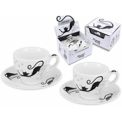 Carmani Kpl Dwóch Filiżanek Ze Spodkami Espresso - Koty Carmani Kpl Dwóch Filiżanek Ze Spodkami Espresso - Koty