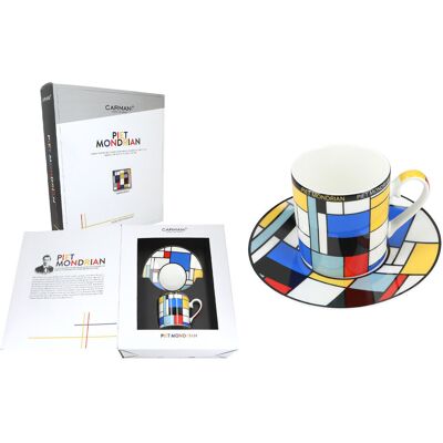 Kpl. Filiżanka ze spodkiem - P. Mondrian, Composition A (CARMANI) Kpl. Filiżanka ze spodkiem - P. Mondrian, Composition A (CARMANI)