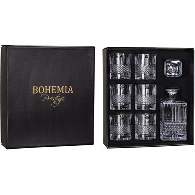 Kpl. szklanek do whisky 0,34 L (6szt) + karafka 0,85 L (1szt) Bohemia Prestige - Elegante Platin 802862 Kpl. szklanek do whisky 0,34 L (6szt) + karafka 0,85 L (1szt) Bohemia Prestige - Elegante Platin 802862