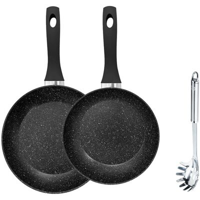 Mg Home, Zestaw Patelni, Mgh Marble 24/28 Cm, 2 El. + Łyżka Do Spaghetti Mg Home, Zestaw Patelni, Mgh Marble 24/28 Cm, 2 El. + Łyżka Do Spaghetti