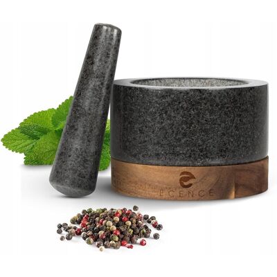 Inny producent MOŹDZIERZ GRANITOWY PODSTAWKA DREWNIANA ŚREDNICA 11CM + TŁUCZEK Inny producent MOŹDZIERZ GRANITOWY PODSTAWKA DREWNIANA ŚREDNICA 11CM + TŁUCZEK